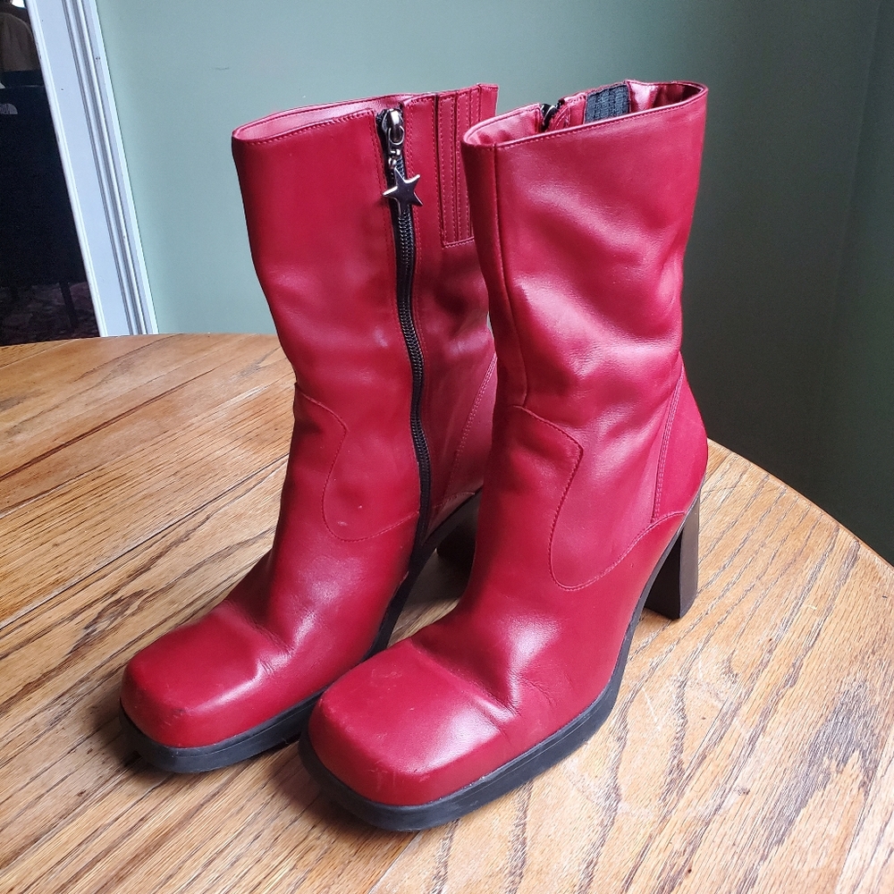 Vintage Tommy Hilfiger Red Square Toe Boots